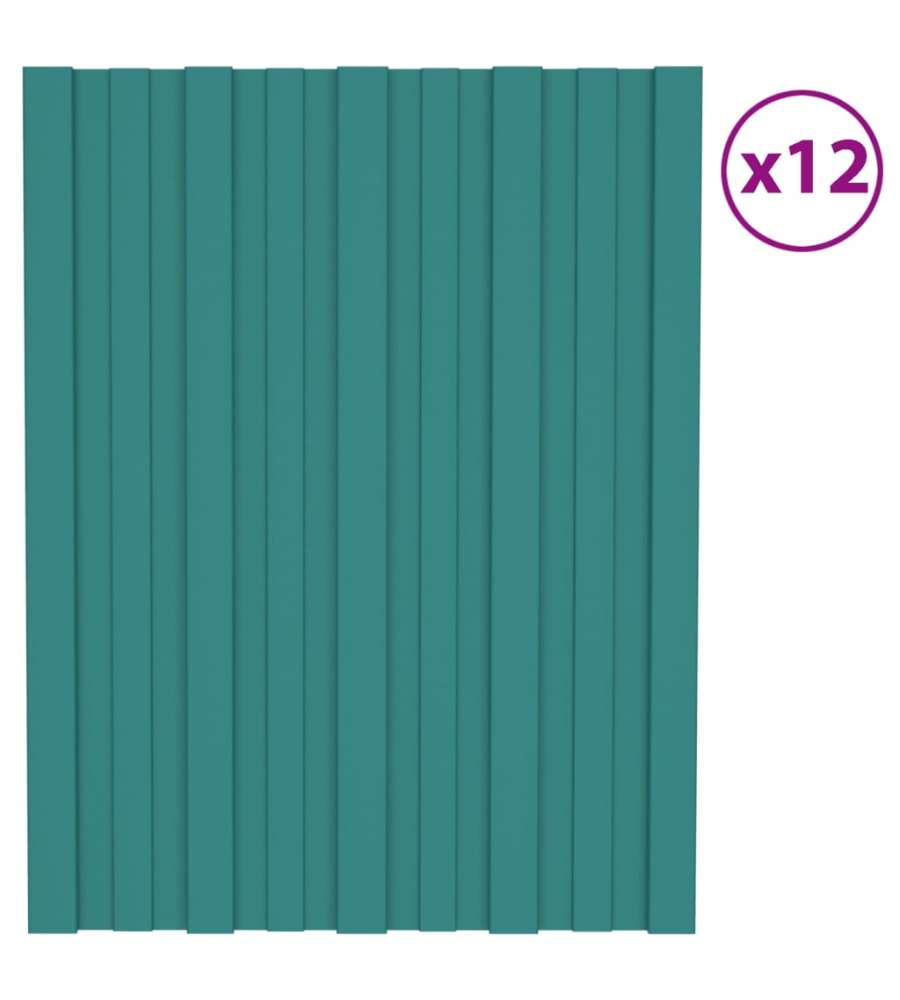 Pannelli da Tetto 12 pz in Acciaio Zincato Verde 60x45 cm