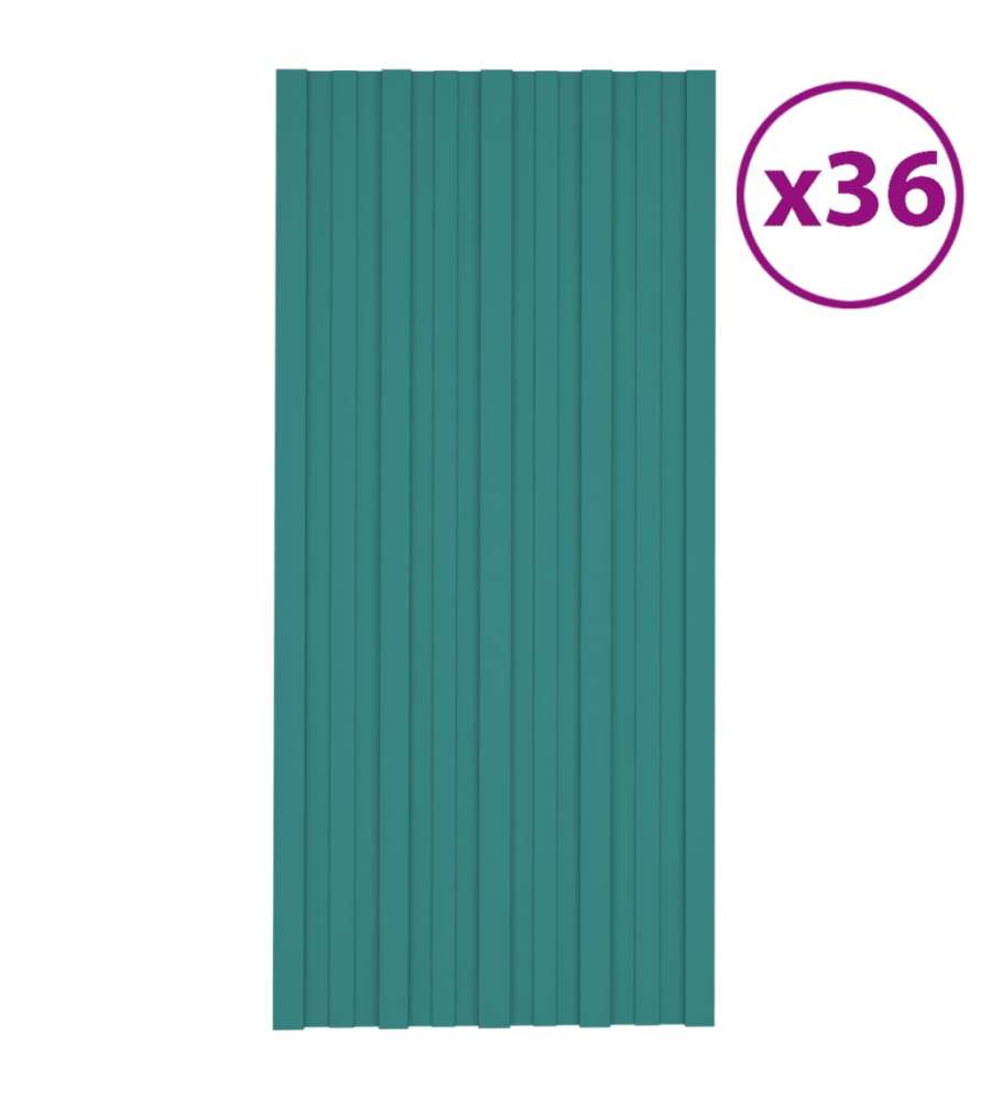 Pannelli da Tetto 36 pz in Acciaio Zincato Verde 100x45 cm