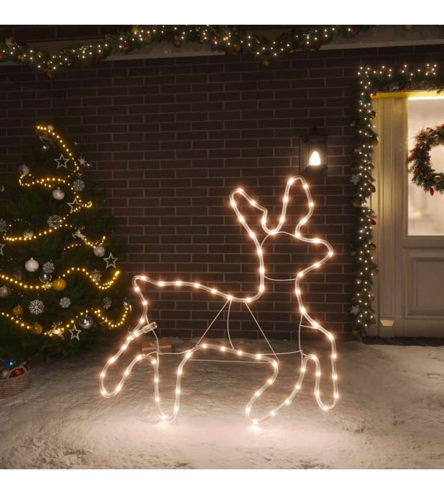 Figura Renna Natalizia con 72 LED Bianco Caldo