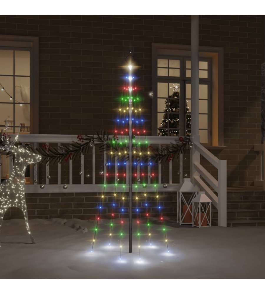 Albero di Natale Pennone Colorato 108 LED 180 cm