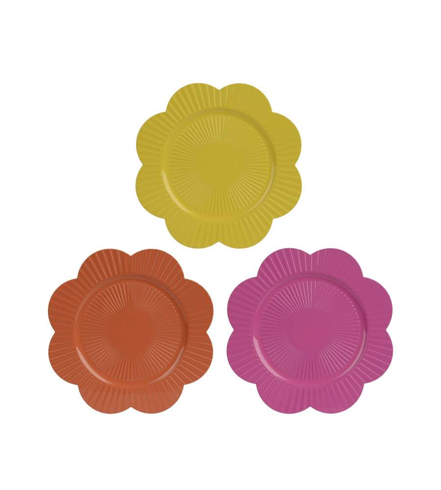 Kaemingk Sottopiatto Plastica Fiore diam. 33 cm Colori Assortiti per Tavola Decorativa