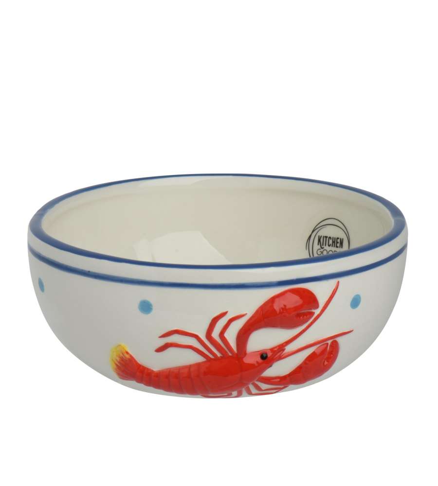 Kaemingk Ciotola ceramica 15x6 cm motivo aragosta bianco rosso blu