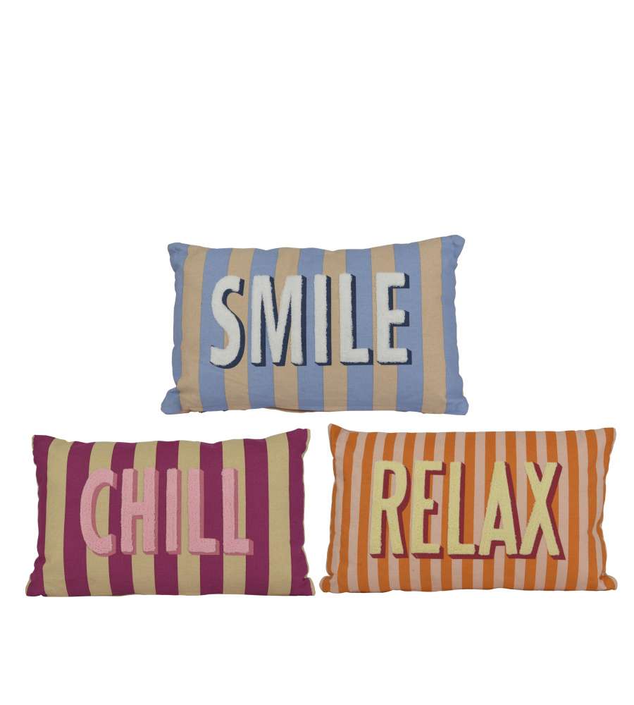 Kaemingk Cuscino Decorativo - 30x50 cm Colorato con Righe e Scritte Assortite