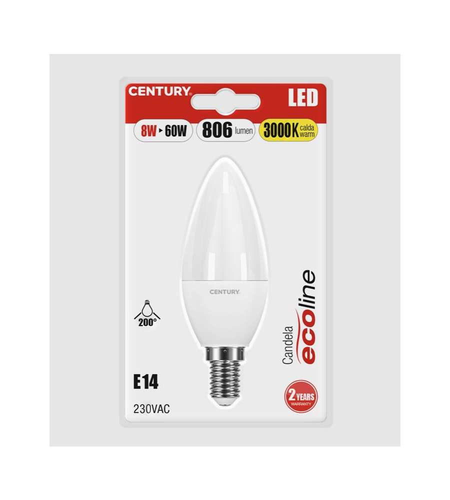 Lampadina a Candela Led Ecoline 8W/60W