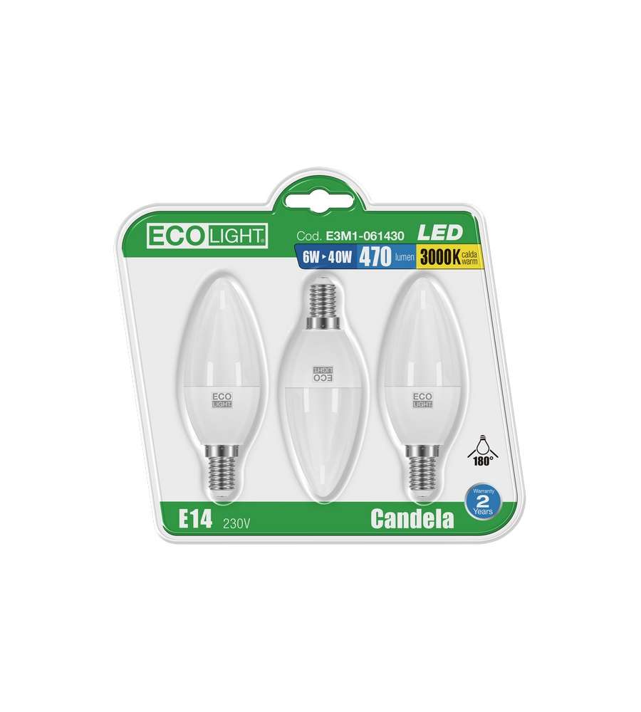 Lampada Classica Led Ecolight Candela 6W