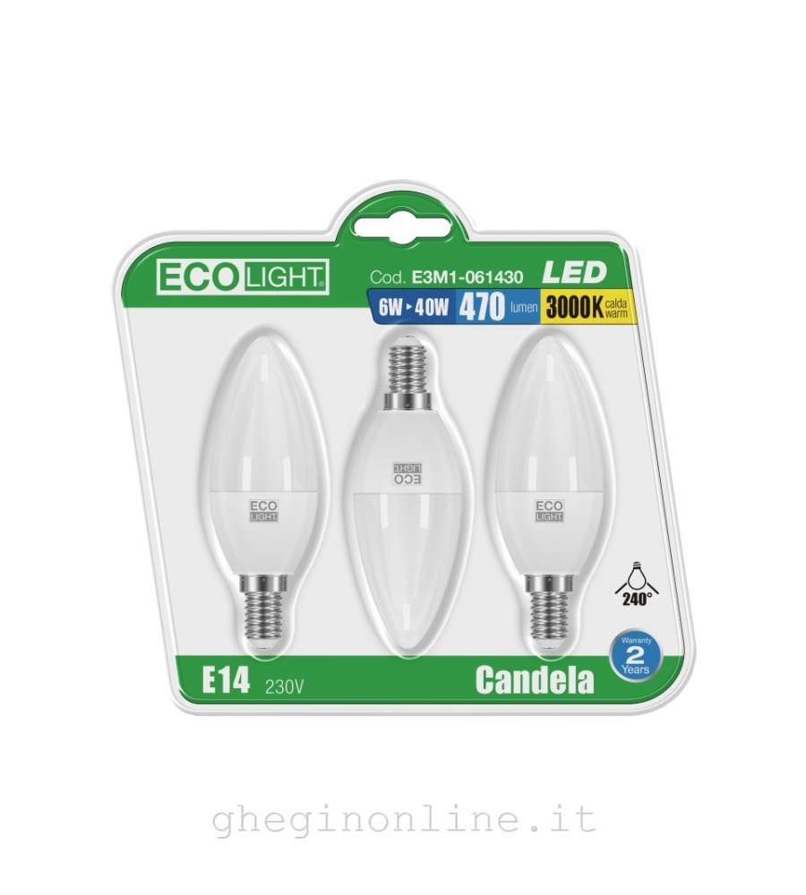 Lampada Classica Led Ecolight Candela - 6W