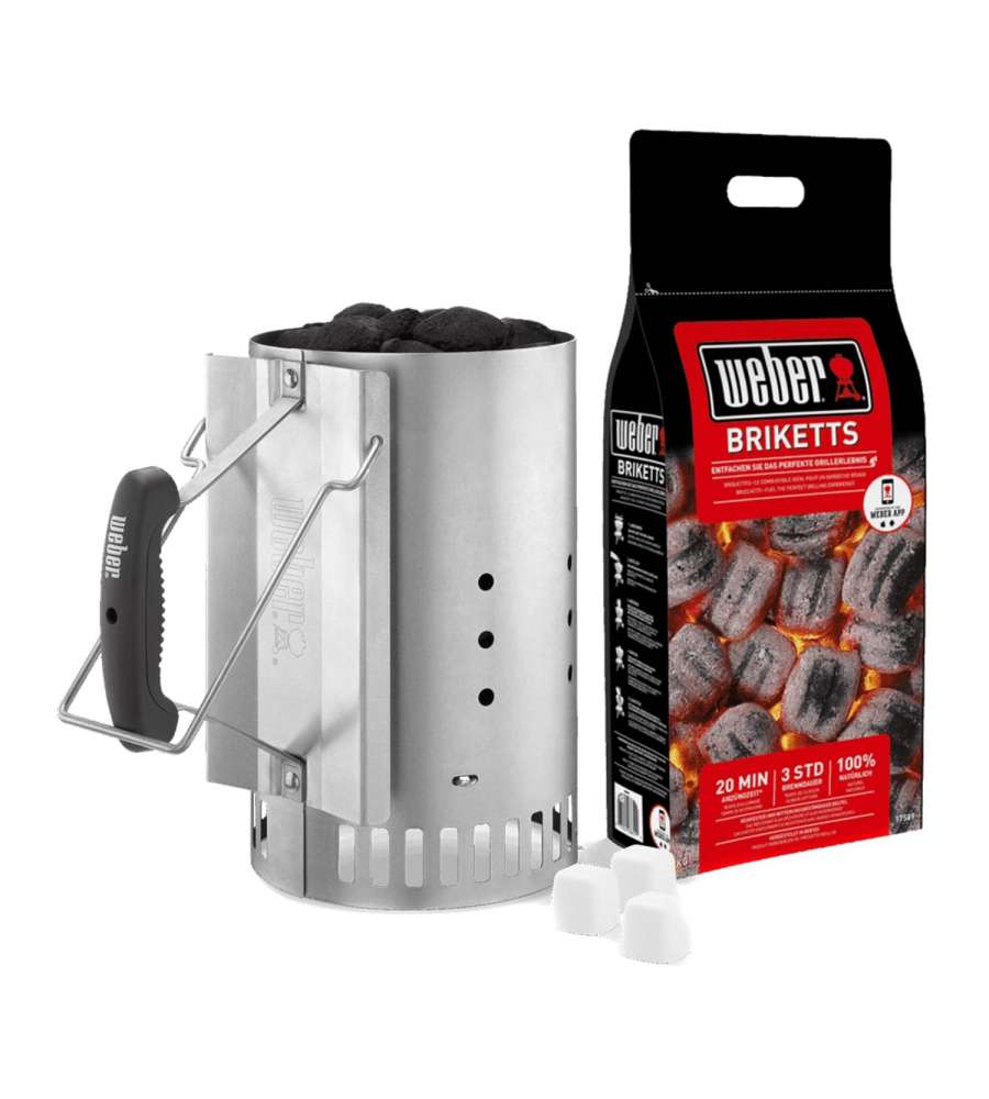WEBER Kit Ciminiera Accensione Barbecue con Bricchetti e Accendifuoco - 2kg