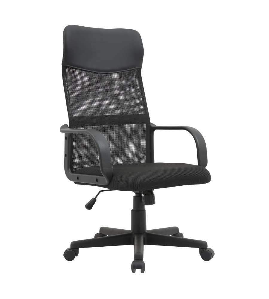 Domo Mea Poltrona Ufficio Ergonomica Nera - Seduta in PU e Schienale in Mesh