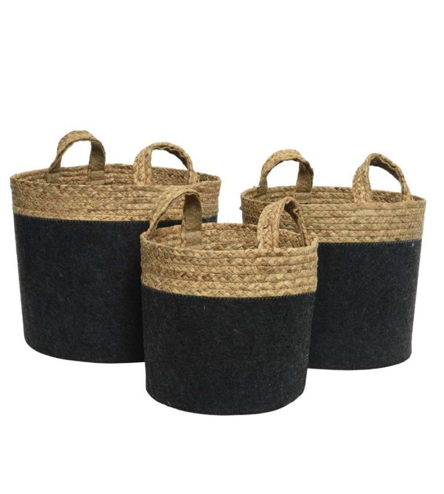 Cesta in feltro naturale e antracite Small