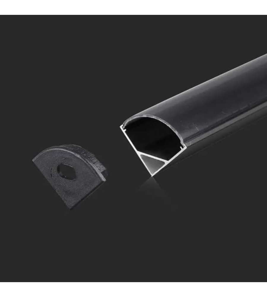 Profilo in Alluminio Angolari Colore Nero per Strip LED 2000x15.8x15.8mm