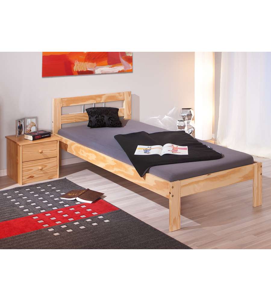 Letto Singolo Jana in Pino Massello Naturale 90x200 cm