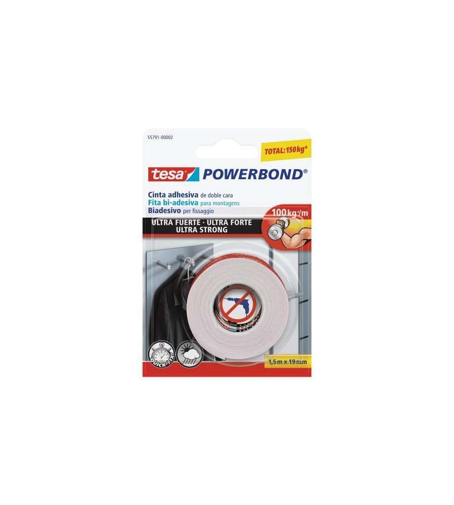 Tesa Nastro Biadesivo Powerbond Ultrastrong - 1.5m x 19mm
