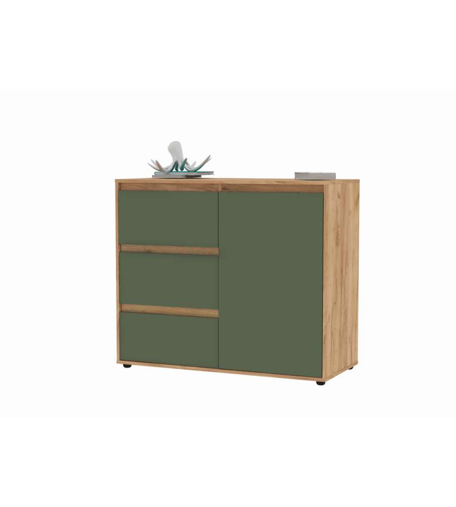 Domo Mea Madia Kitwood Verde e Rovere - Madia Melaminico 100x40x82 cm