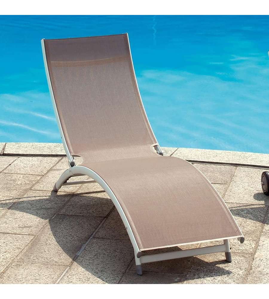 Lettino da Spiaggia Onda - Alluminio Grigio - 49,5x186x30 cm