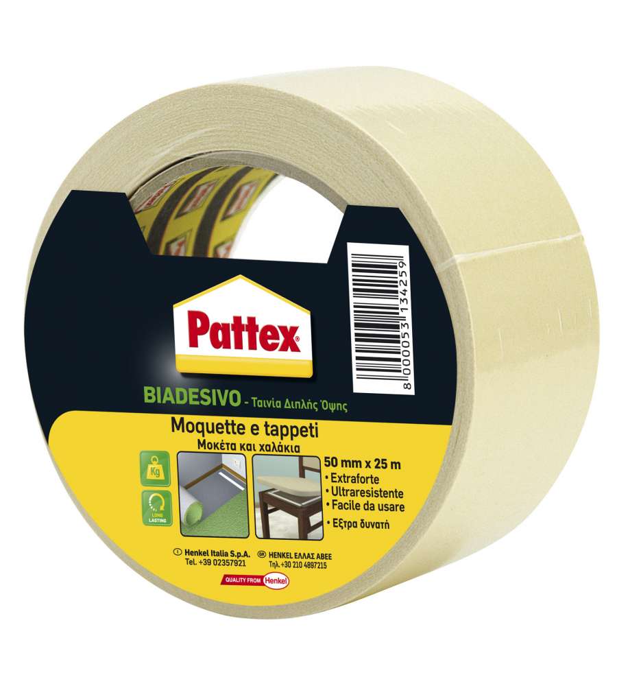 Pattex Biadesivo Moquette e Tappeti 50 mm X 25 m