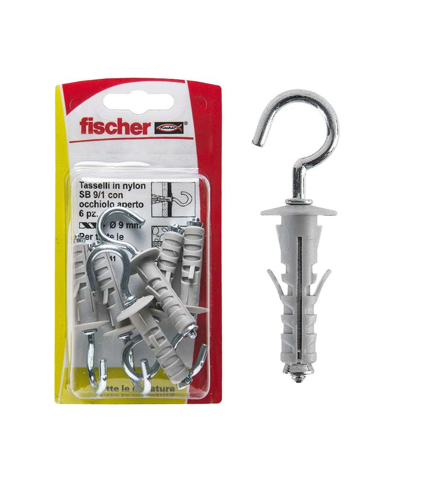 Fischer Tasselli a espansione SB 9/1 K con occhiolo aperto (6 Pz.)