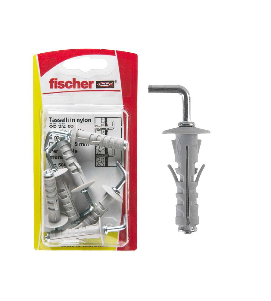 Fischer Tasselli a espansione SB 9/2 K con gancio medio (6 Pz.)