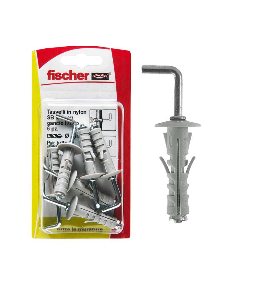 Fischer Tasselli a espansione SB 9/6 K con gancio lungo (6 Pz.)