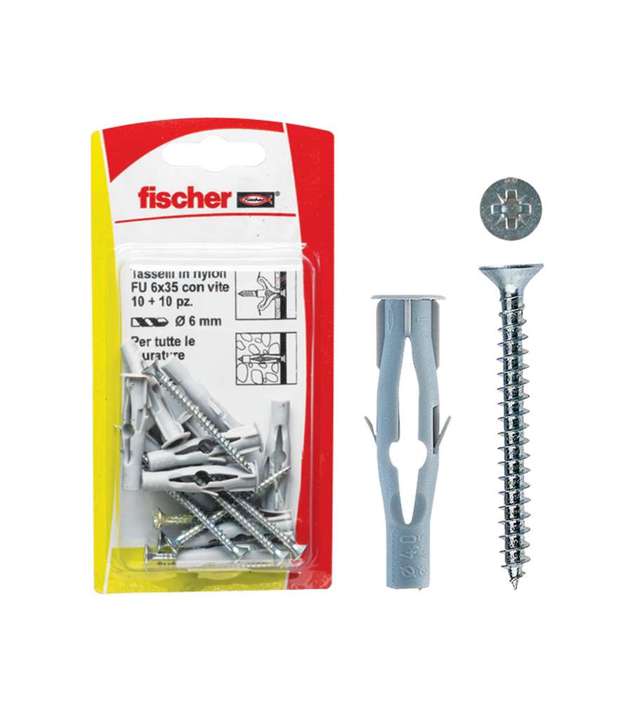 Fischer Tasselli FU 10X60 V K con vite (4 Pz.)