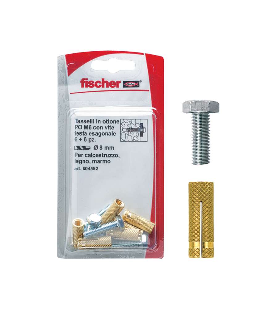 Fischer Tasselli ottone PO M8 TE K con vite (4 Pz.)