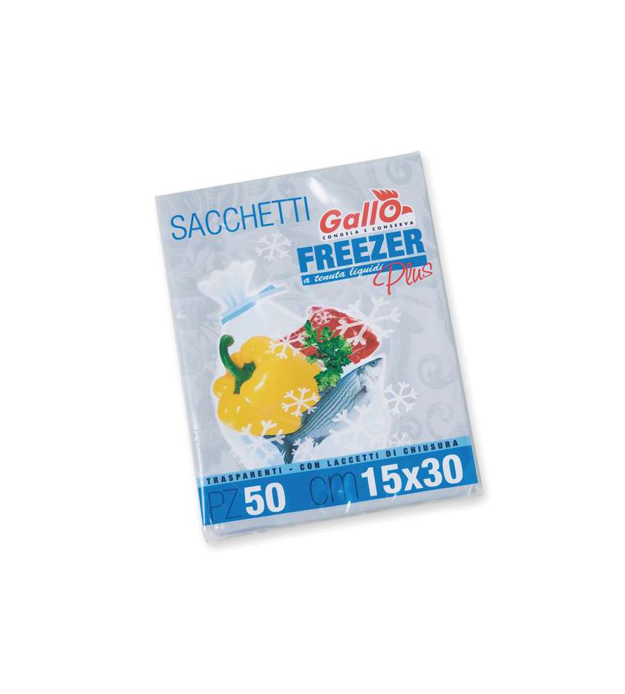 Gallo Sacchetti Freezer Trasparenti - 15x30 cm - Confezione 50 Pz