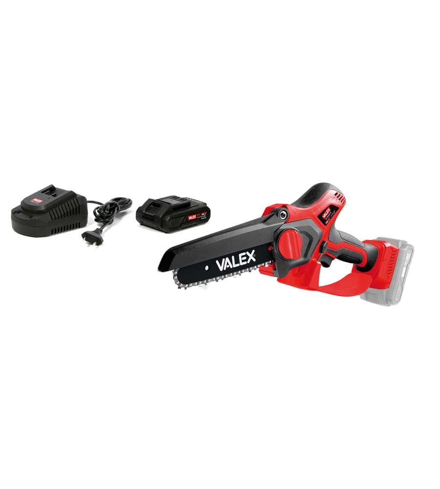 Valex Mini Sega da Potatura - Rosso Nero - Kit Batteria 2Ah