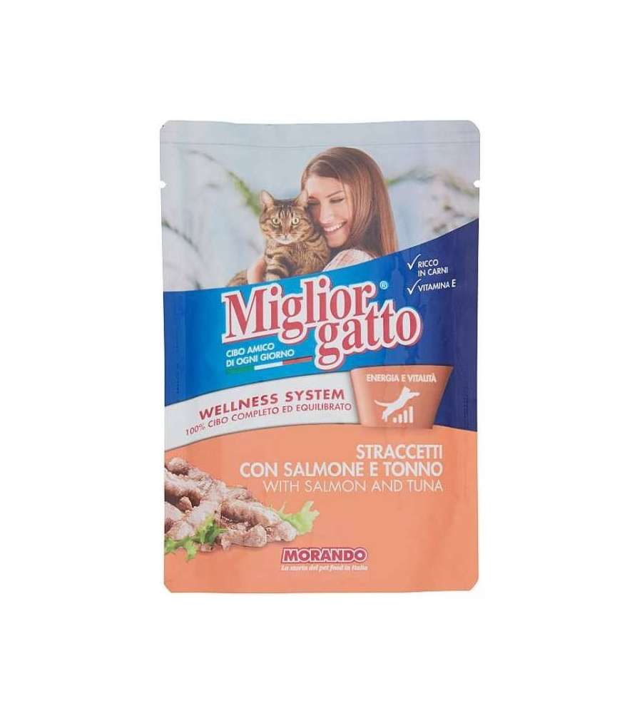 Pouch Straccetti per gatti Salmone E Tonno Gr. 100
