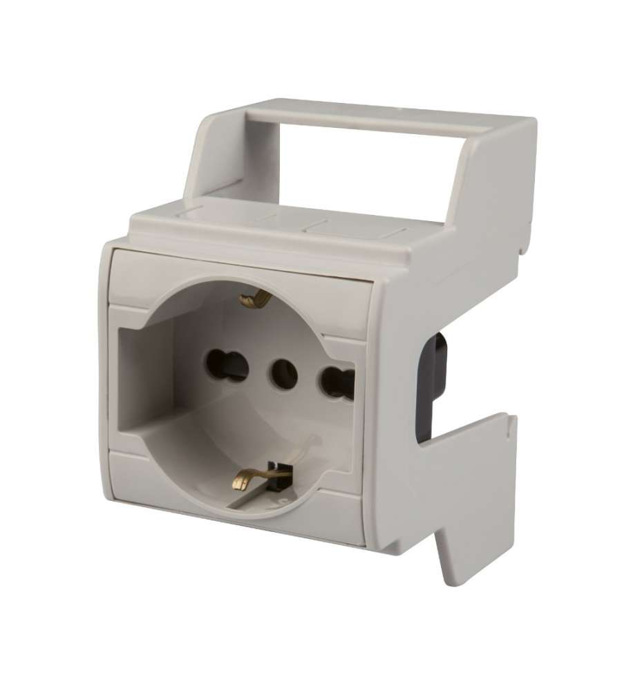 Frutto presa Pluristandard 10/16A Guida DIN - Grigio