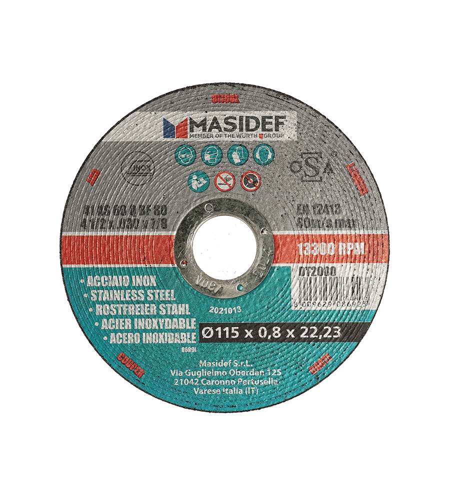 Masidef Disco Taglio per Acciaio Inox - 115x0.8mm