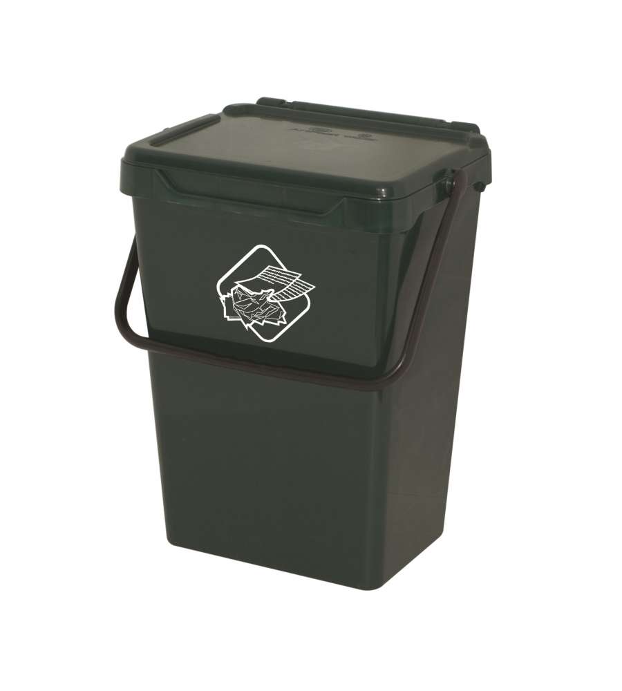 Pattumiera verde con coperchio 35 l