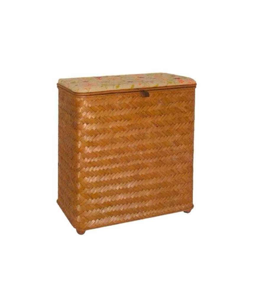 Cestone Vimini Intrecciato con Cuscino Antimacchia - 60x30x60 cm - Decori Assortiti