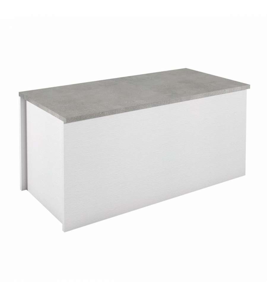 Terraneo Baule Bianco Cemento 90x45x45 - Contenitore con Chiusura Rallentata