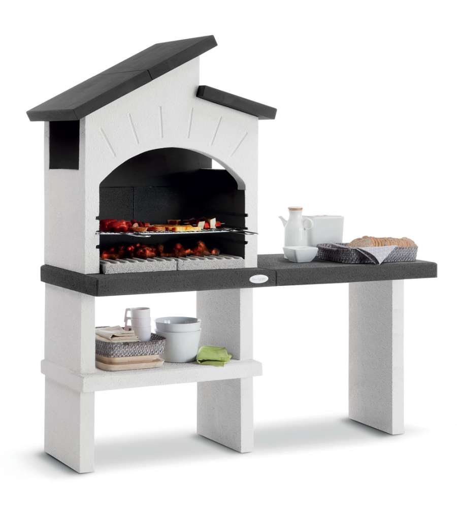 Barbecue Ravello in muratura grigio - Griglia regolabile 166x59x173 cm