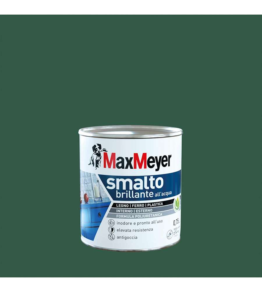 MaxMeyer Smalto Brillante all'acqua Poliuretanico Verde Scuro 0,75 l