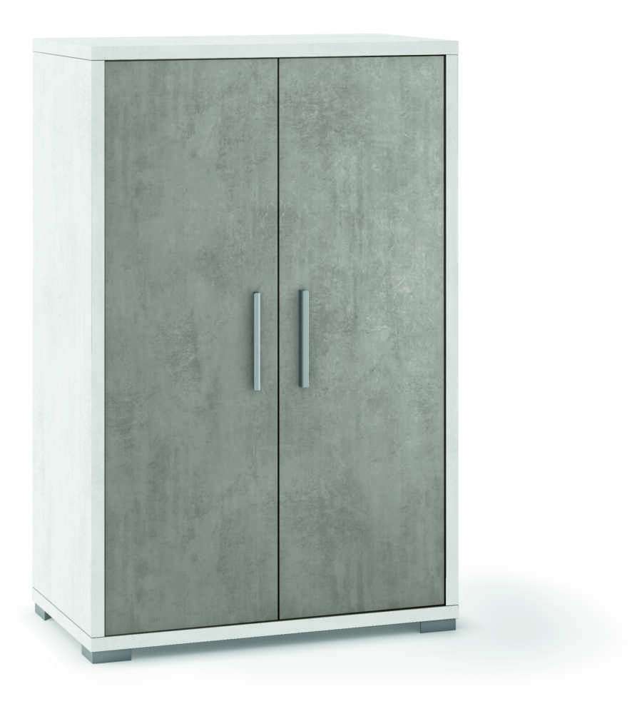 Sarmog Mobile con Ripiani Regolabili - Bianco Ossido/Cemento 71x41x110 cm