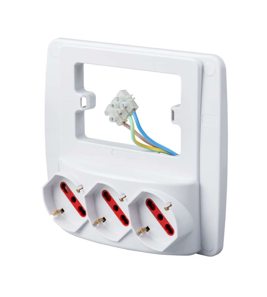 Multipresa da parete 3 prese schuko bianco