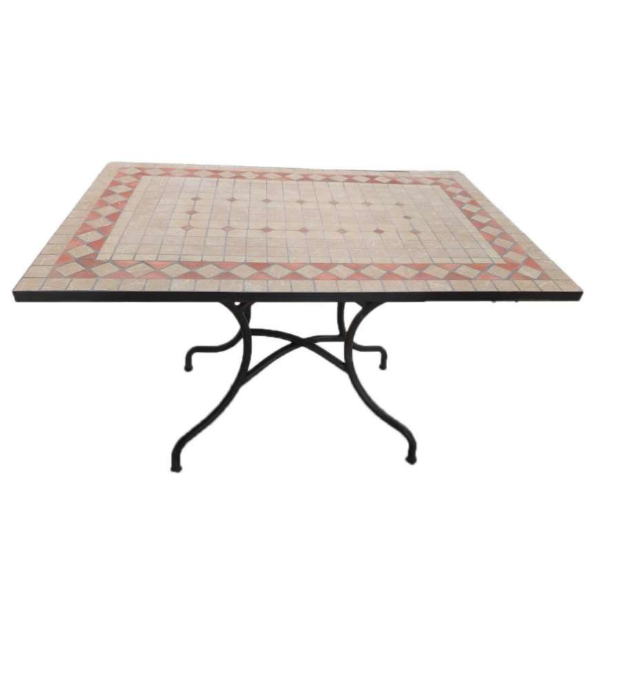 Tavolo mosaico rettangolare in ferro battuto 120x80x75 H cm