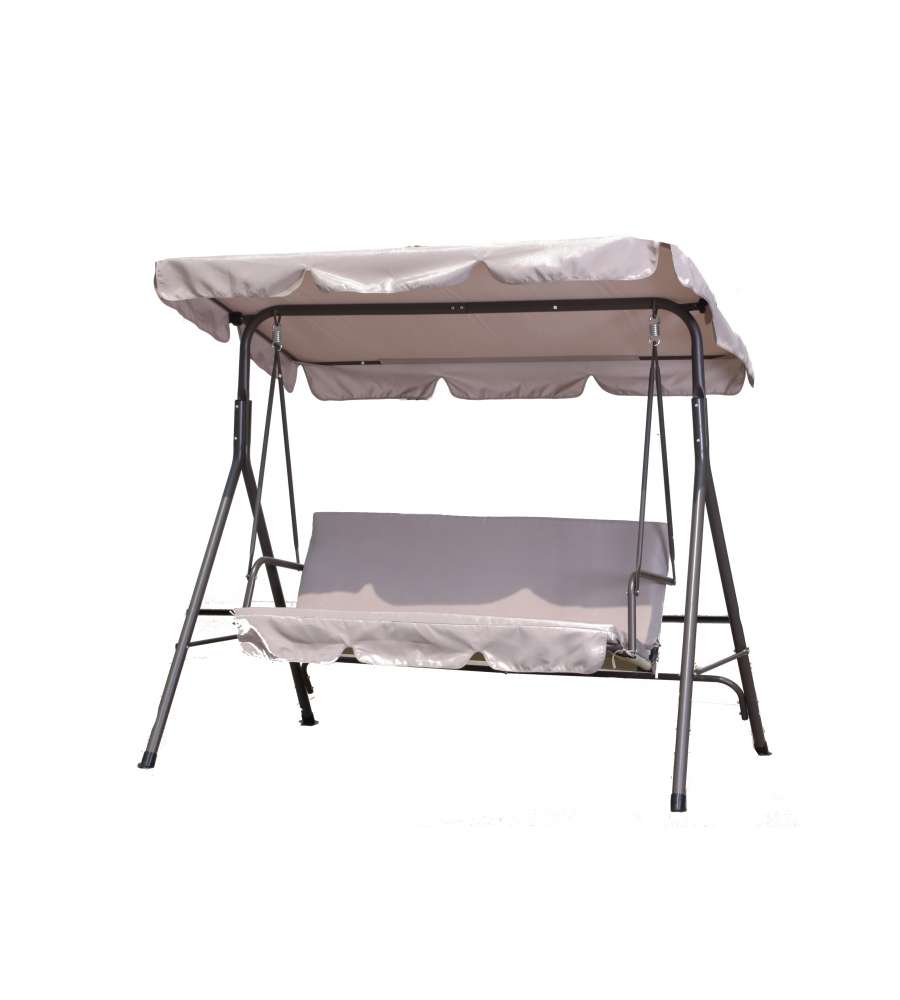 Dondolo da Giardino 3 Posti - Tessuto Beige - 170x110x152 cm