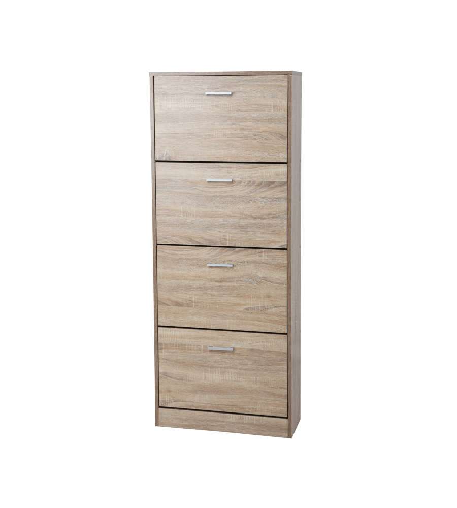 Scarpiera Nature - 4 Ribalte in Legno Naturale 60x24x152 cm