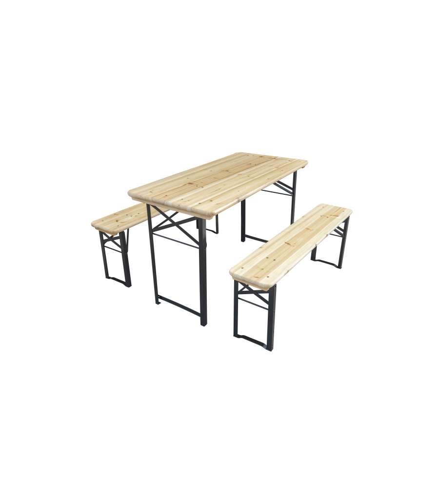 Set Birreria in Legno Richiudibile - Naturale - 120x60 cm