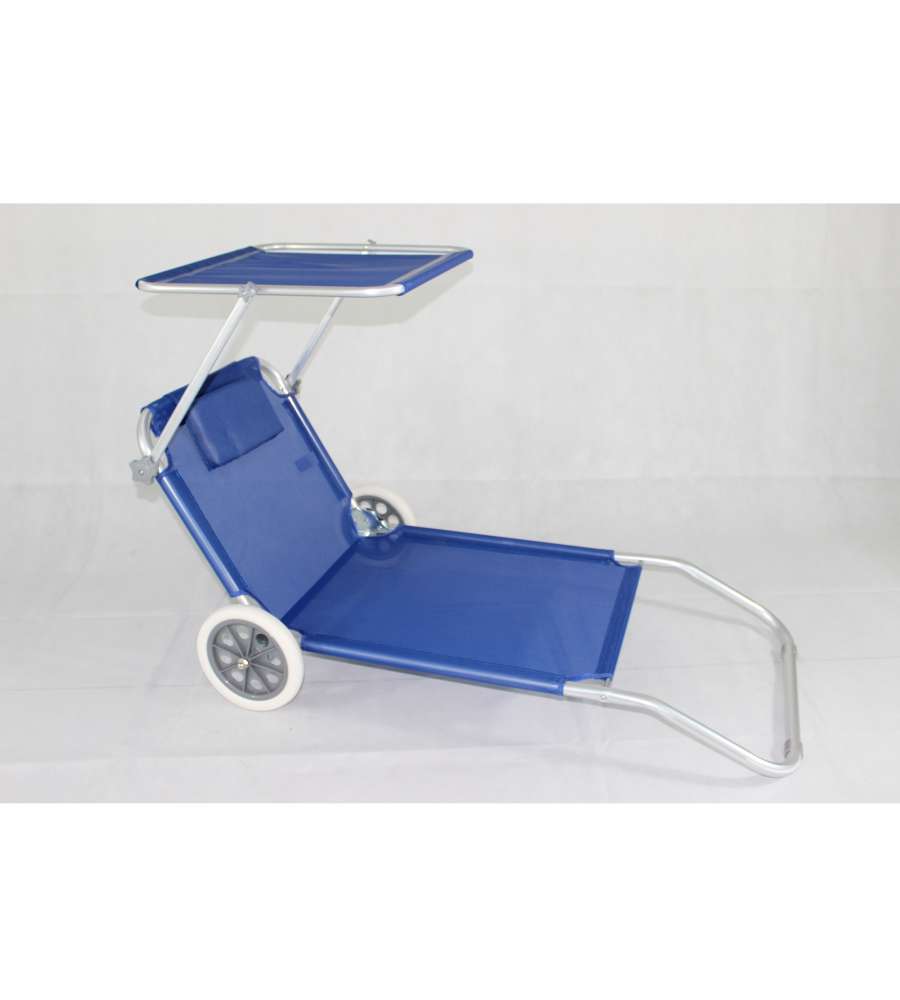 Spiaggina Carrello con Ruote e Tettuccio - Azzurro - 145x52 cm