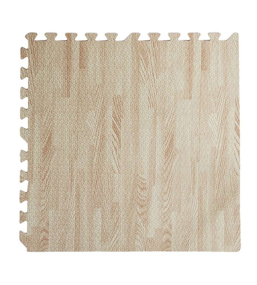 4PZ Tappetino puzzle morbido EFFETTO LEGNO BIANCO 60 x 60 x 0,8 cm per bambini