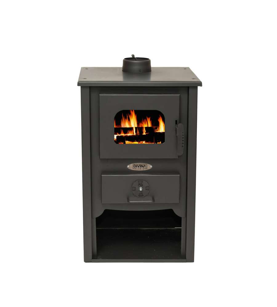 Stufa a legna Catia - Nero - 7kw - 47x37x80 cm