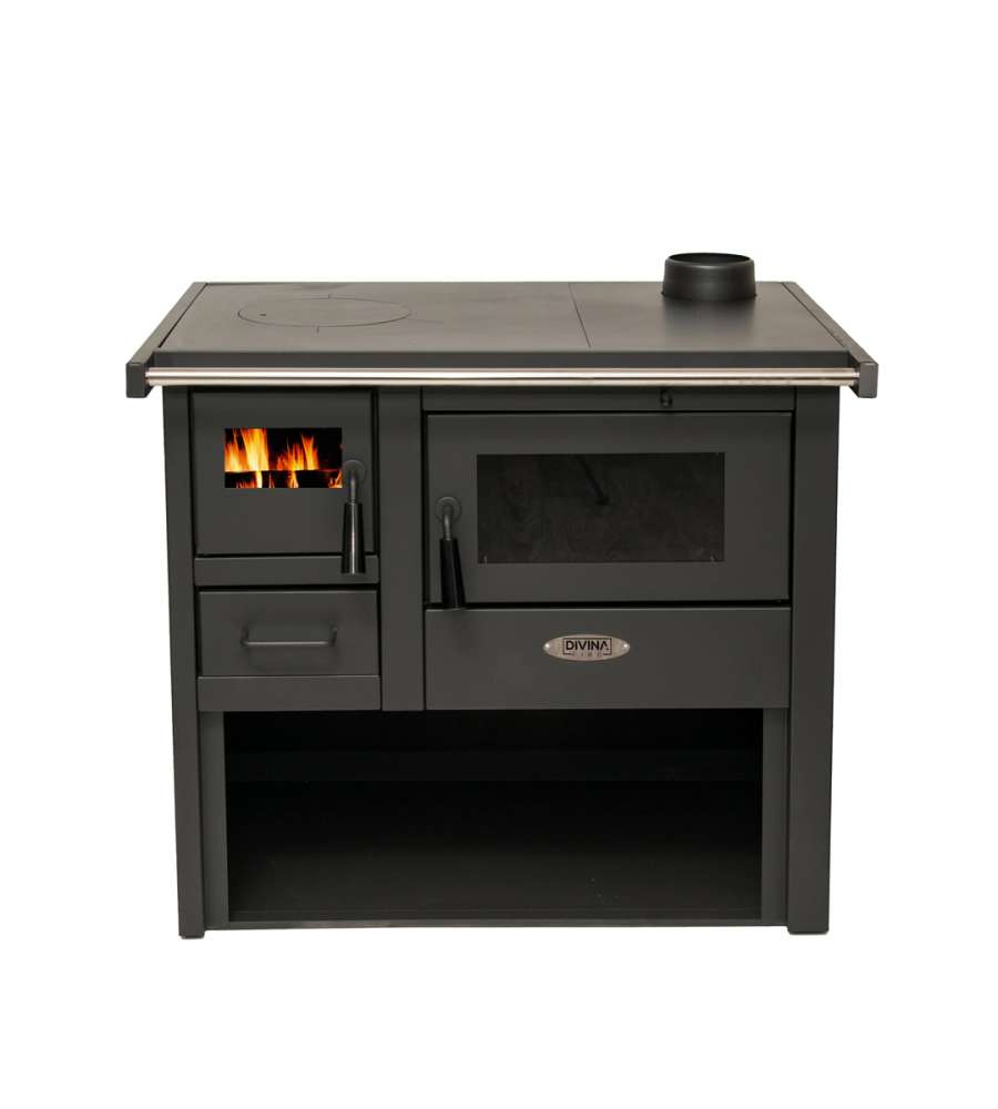 Stufa a Legna Monika - Nero - 81x59x76 cm