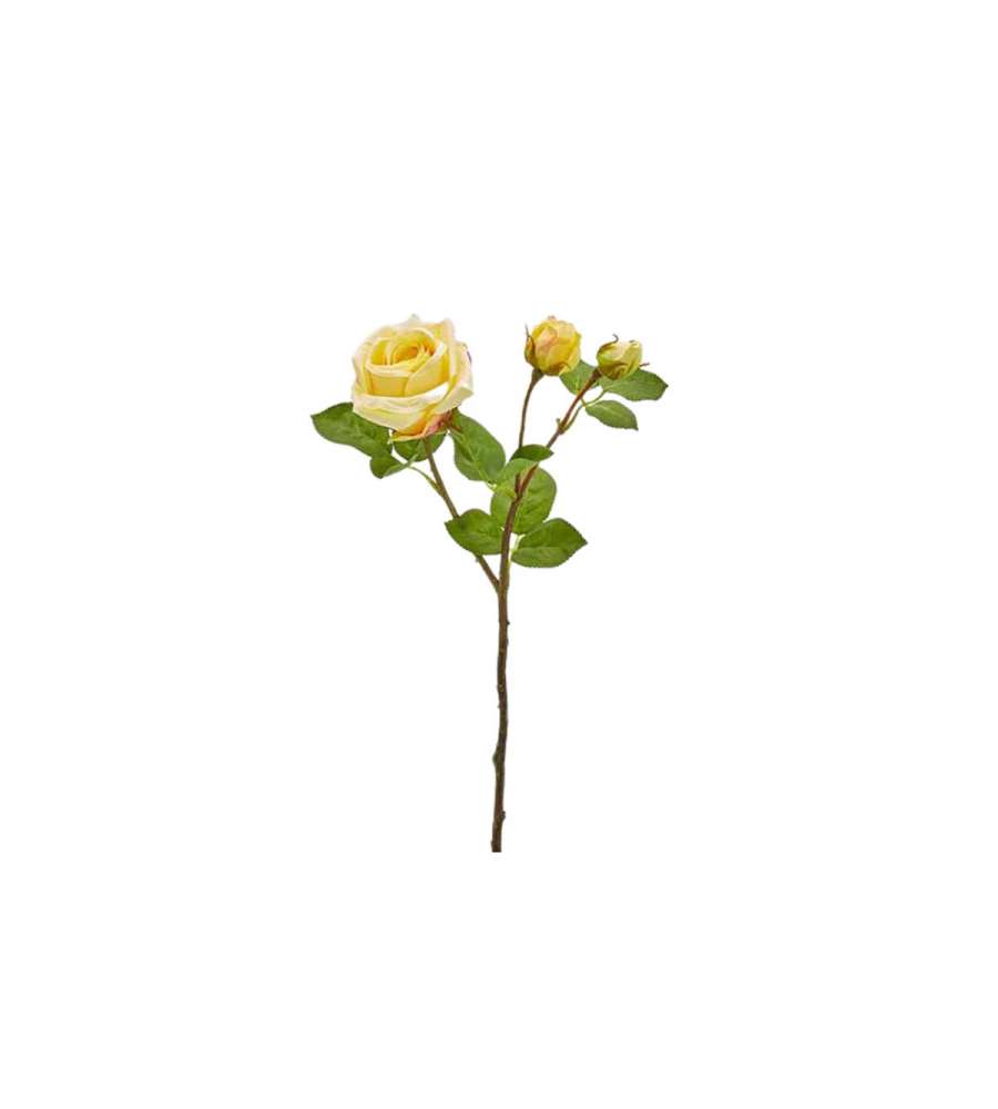 Rosa Elis con 3 rami gialla h 48 cm