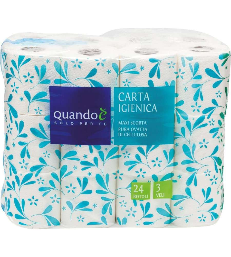 Carta Igienica in Ovatta di Cellulosa - Bianco - 24 Rotoli