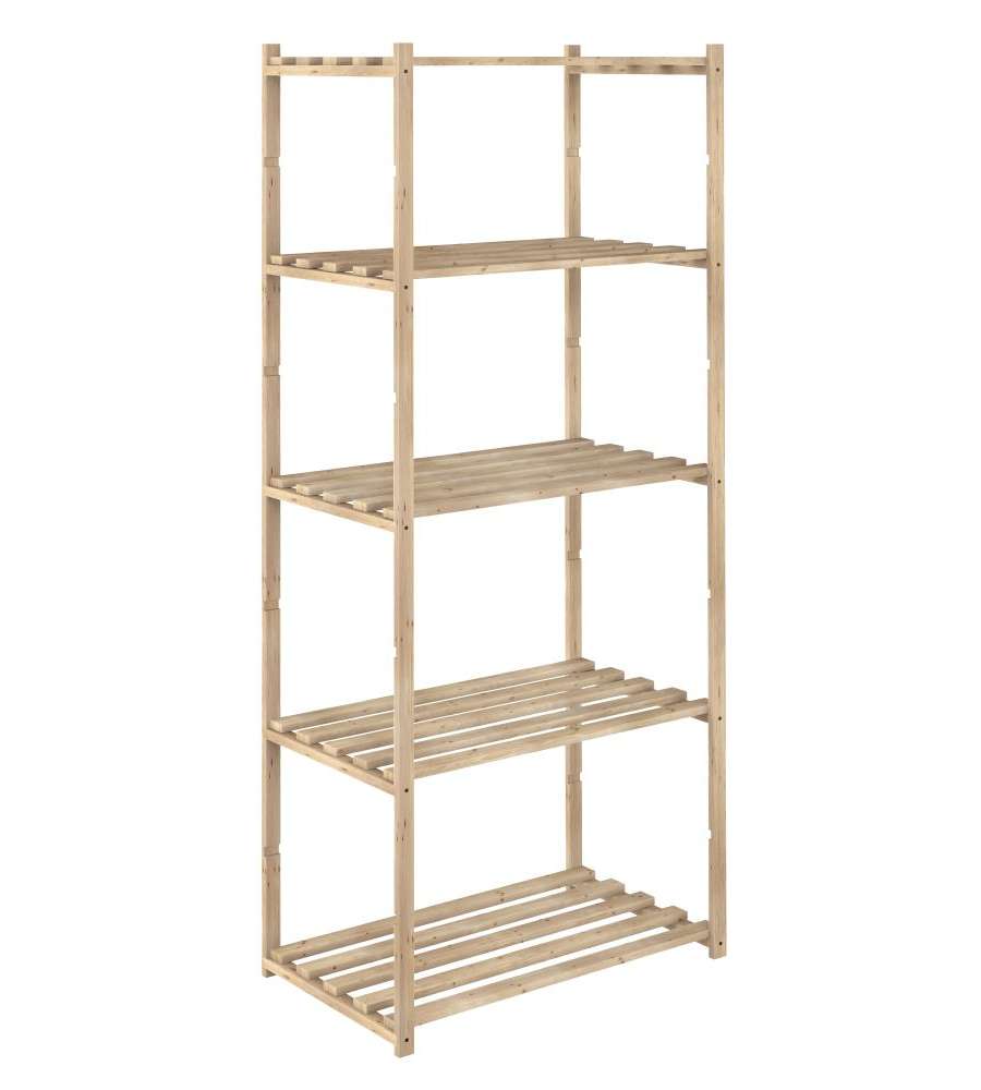 Scaffale in legno di pino con 5 ripiani