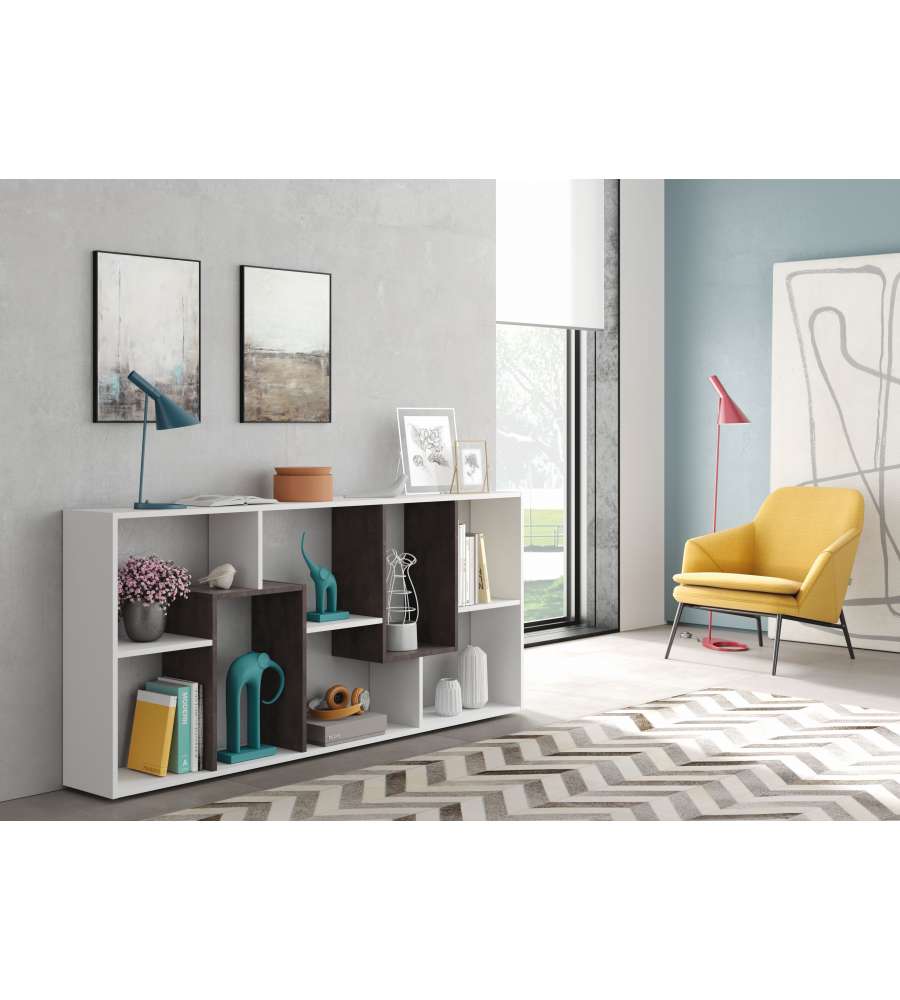 Fores Libreria Kawa 8 Scomparti Bianco Artik/Ossido - 180x80x25 cm