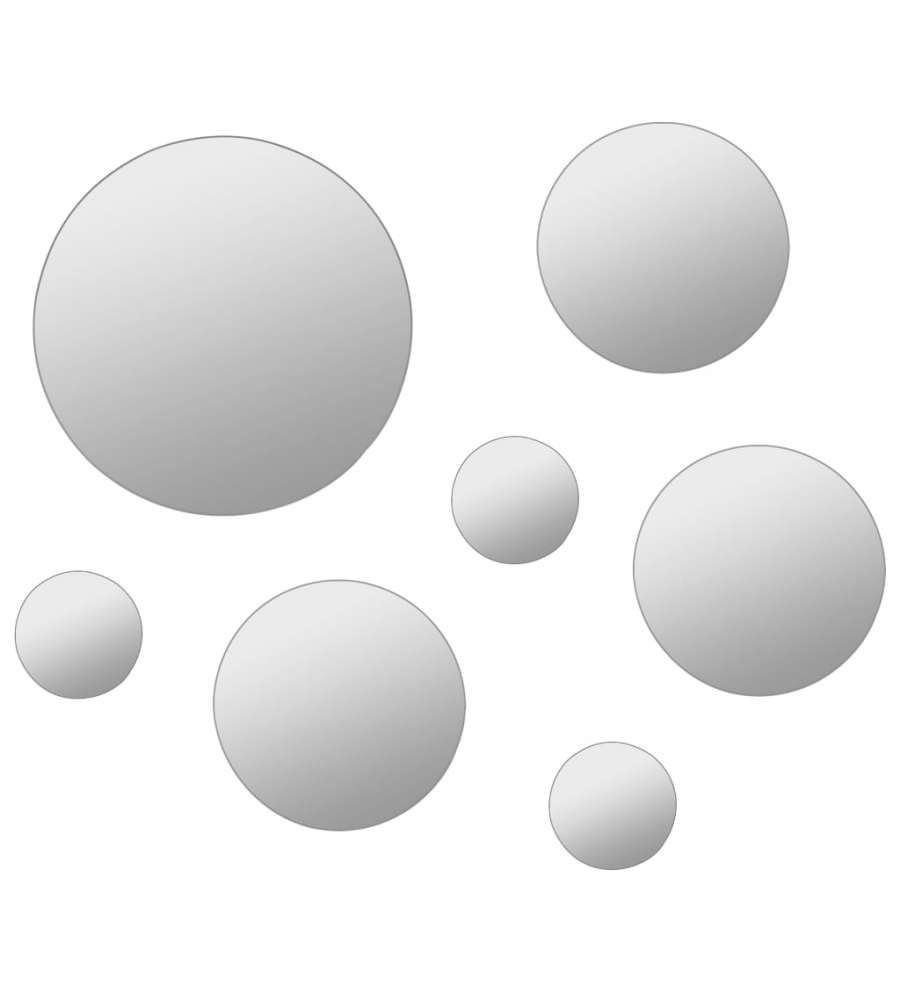 Set di Specchi da Parete 7 pz in Vetro Circolare