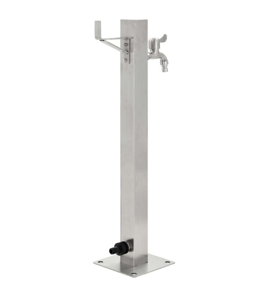 Fontanella a Colonna in Acciaio Inossidabile Quadrata 65 cm